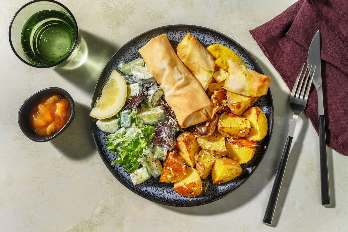 Homemade Double Chicken Korma Spring Rolls