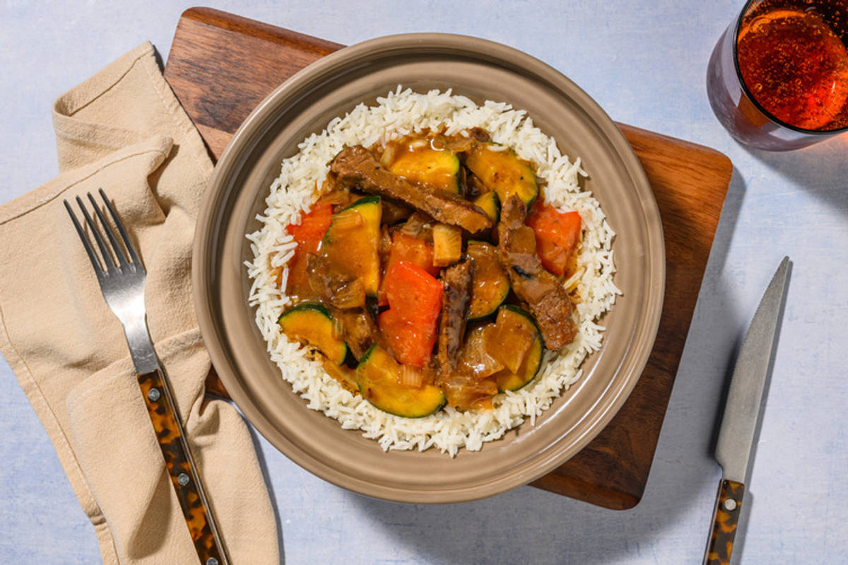 Extra de ternera salteada con verduras al estilo asiático