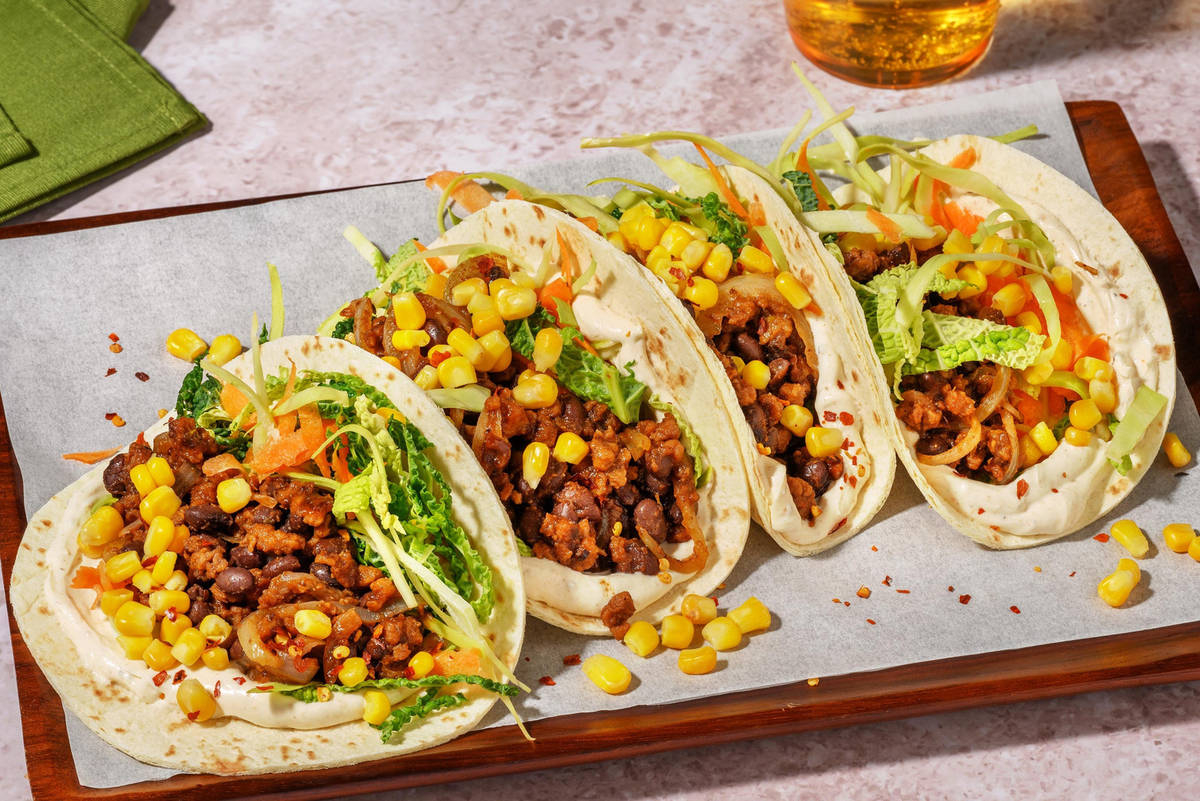 Texmexkryddade vegofärstacos