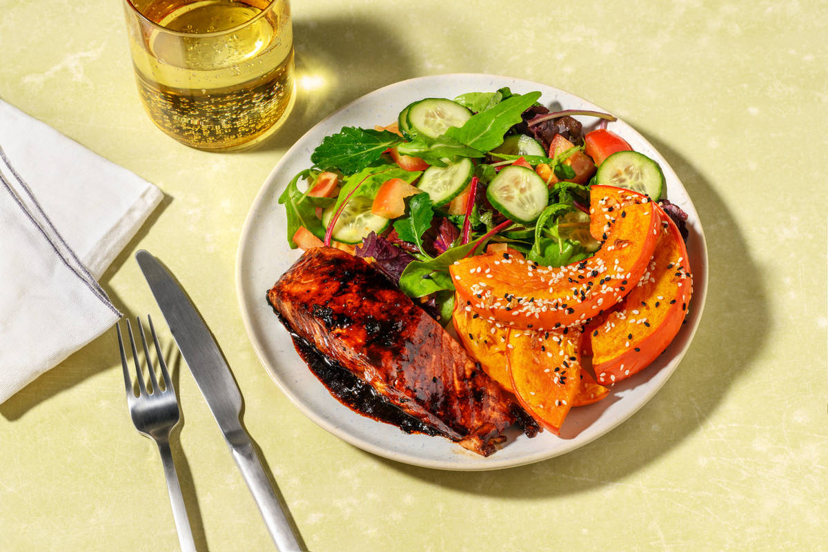 Double Honey-Soy Salmon & Seeded Roast Pumpkin