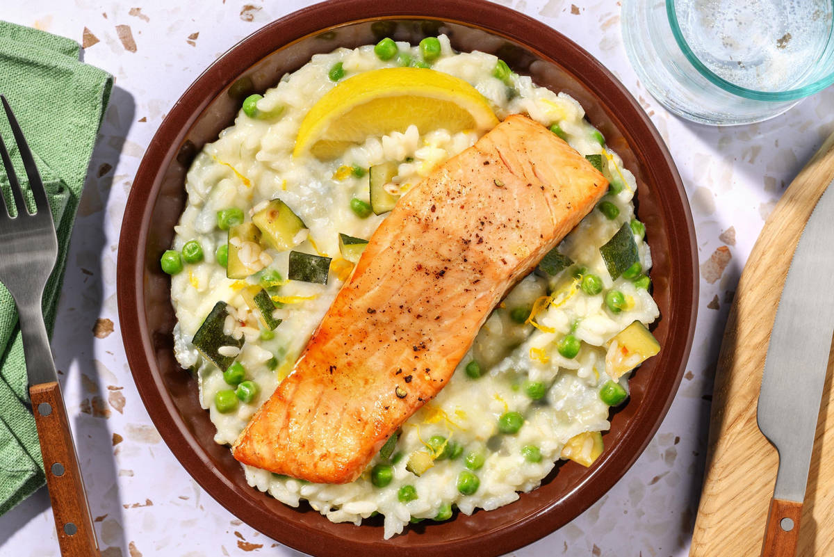 Oven-Baked Prawn, Salmon and Lemon Risotto
