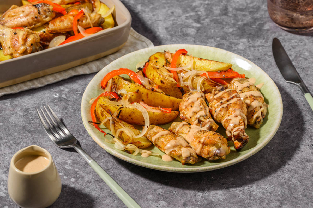 Extra de alitas de pollo asadas con salsa satay casera
