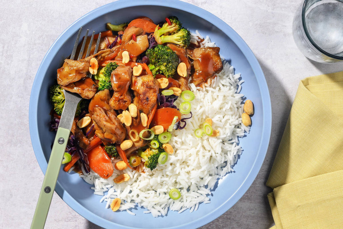 Vegostrimlor i kung pao-sås