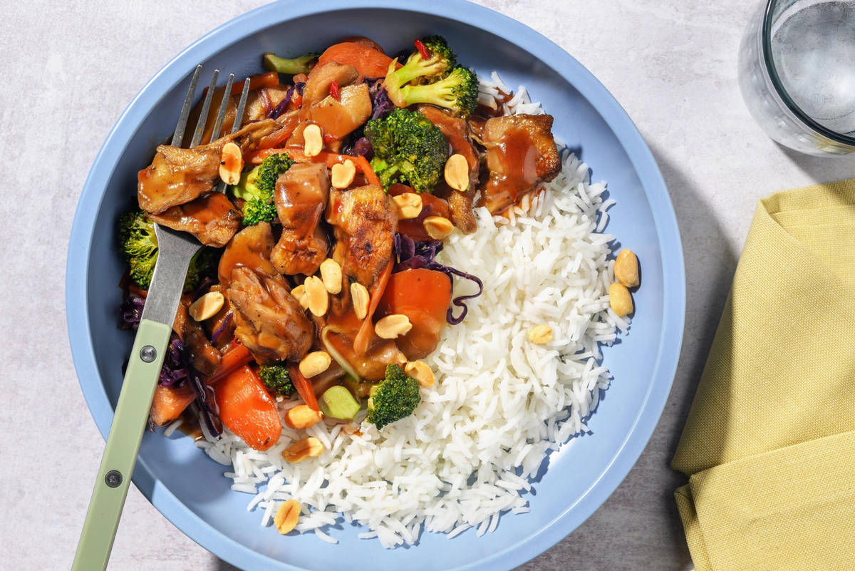 Vegostrimlor i kung pao-sås