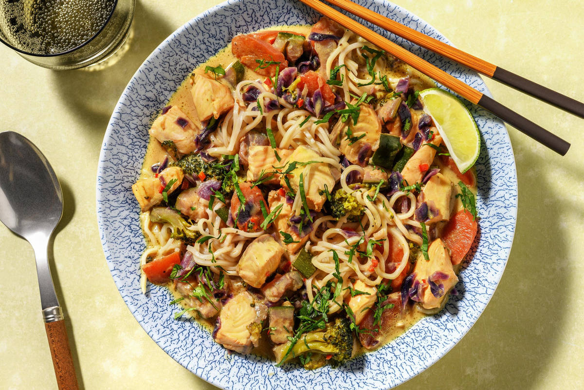 Asiatisk laxgryta med extra räkor