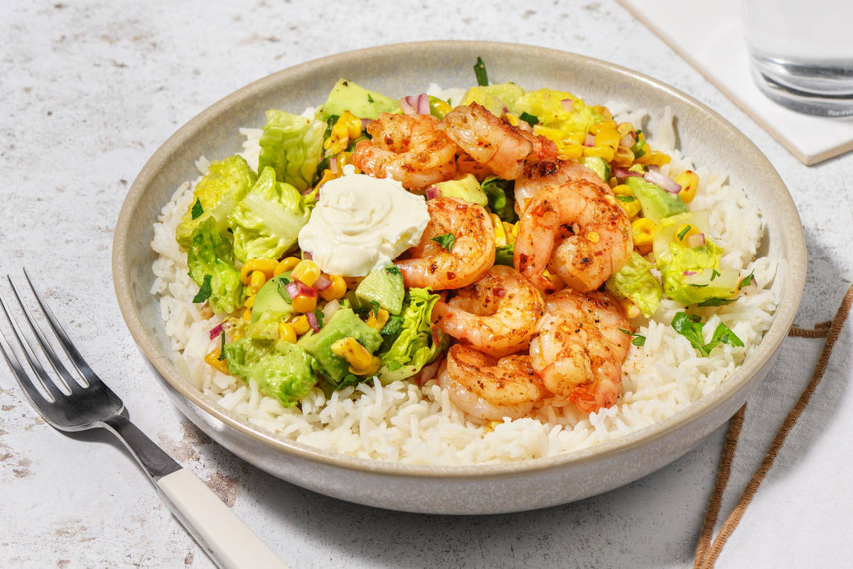 Chipotle-inspireret rejebowl