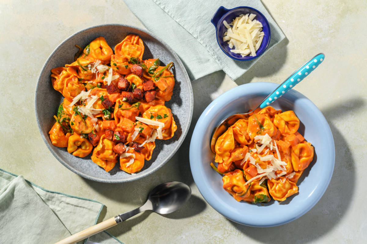 Cremet chorizo- og tortellonigryde