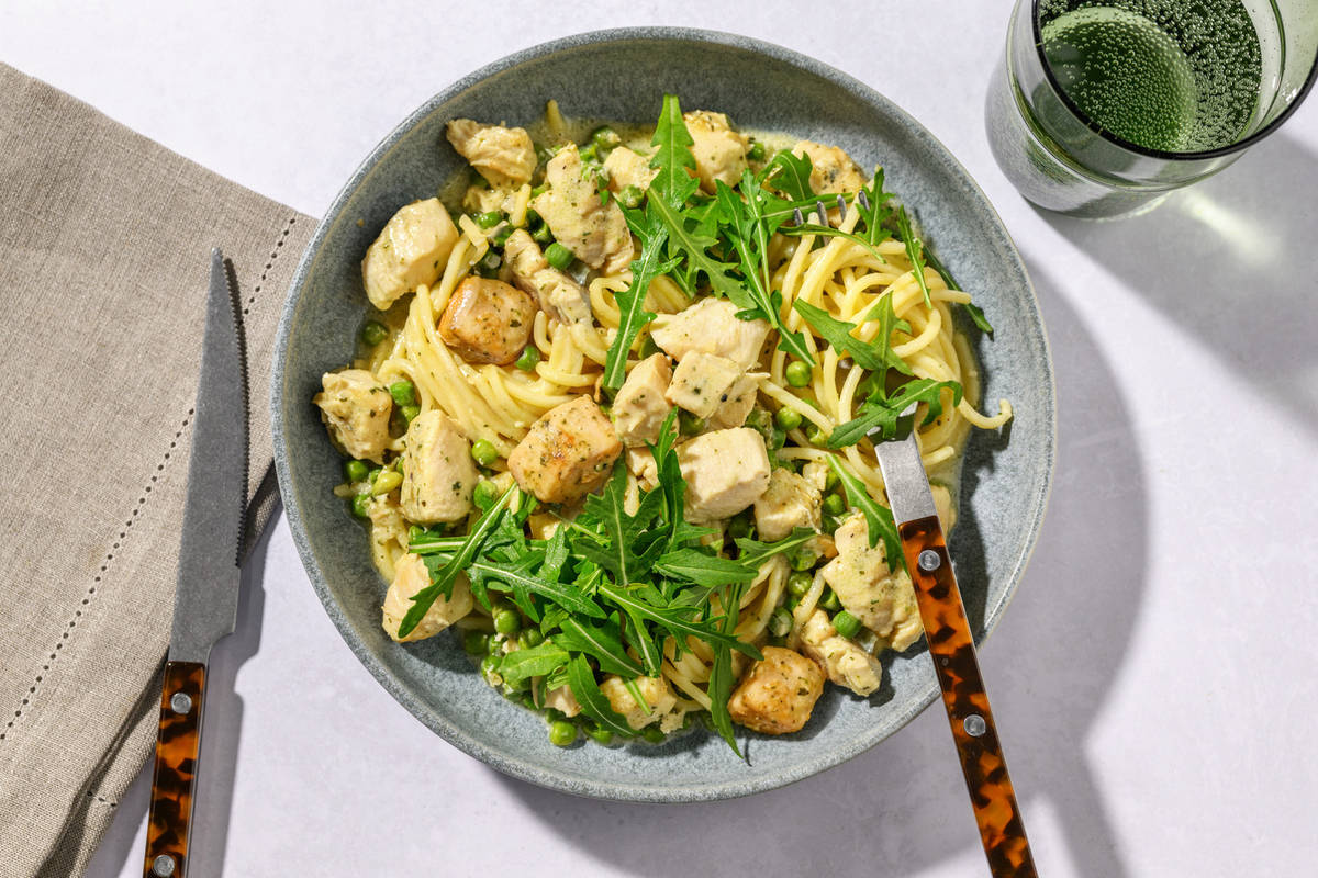 Presto Pesto Double Chicken and Pea Spaghetti
