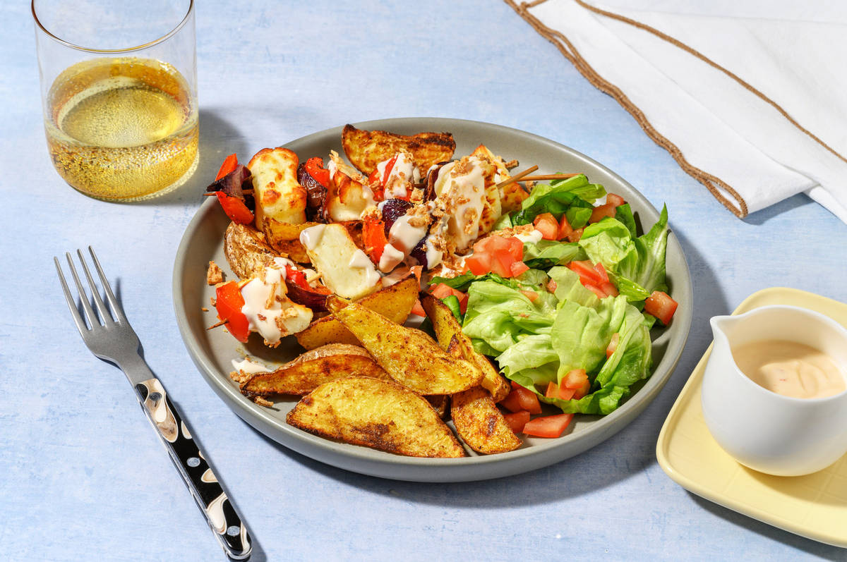 Grilling Cheese and Bell Pepper Skewers