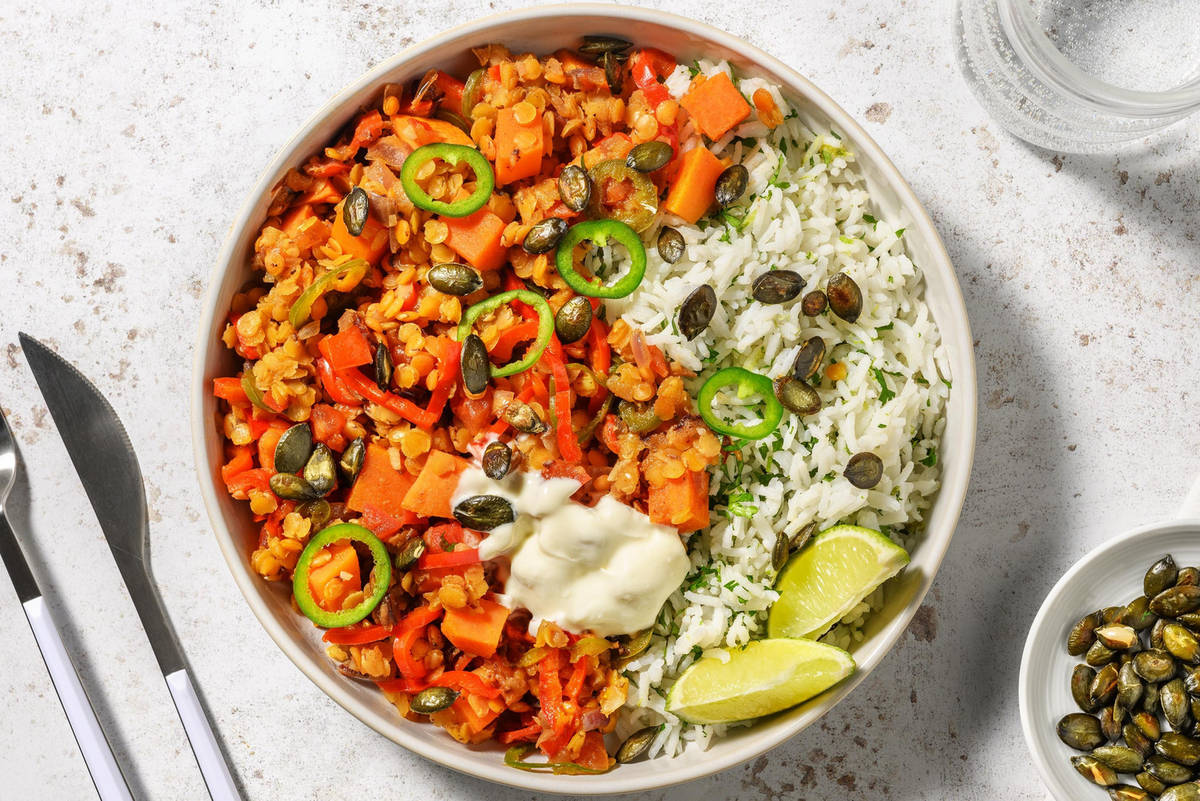 Mijoté de patate douce à la crème aigre et jalapeño