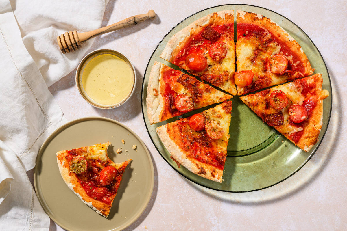 Pizza de sobrasada con miel