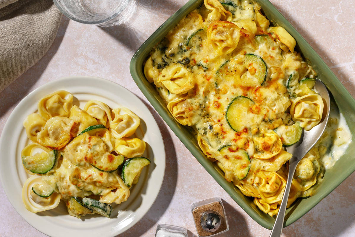 Tortelloni uit de oven met romige blauwekaassaus