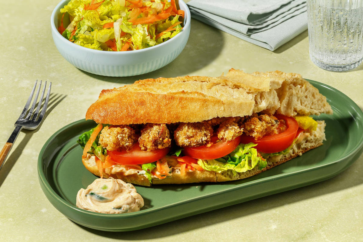 Veggie Po'-Boy: Sandwich mit crunchy Champignon