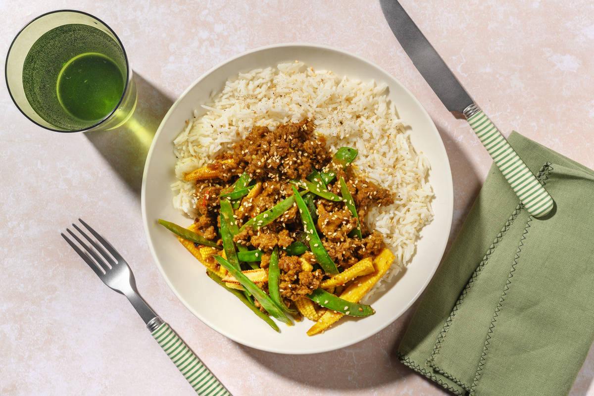 Speedy Thai Style Beef Stir-Fry and Jasmine Rice