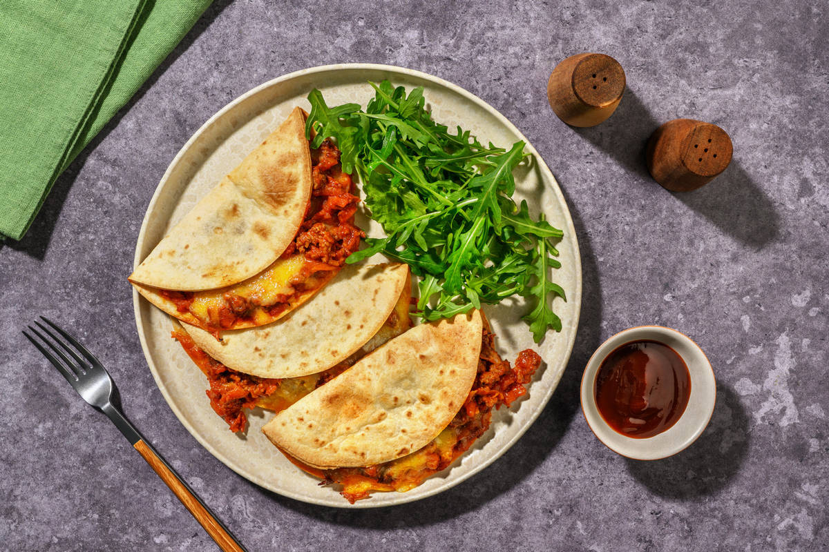 Beef Cheeseburger Inspired Quesadillas