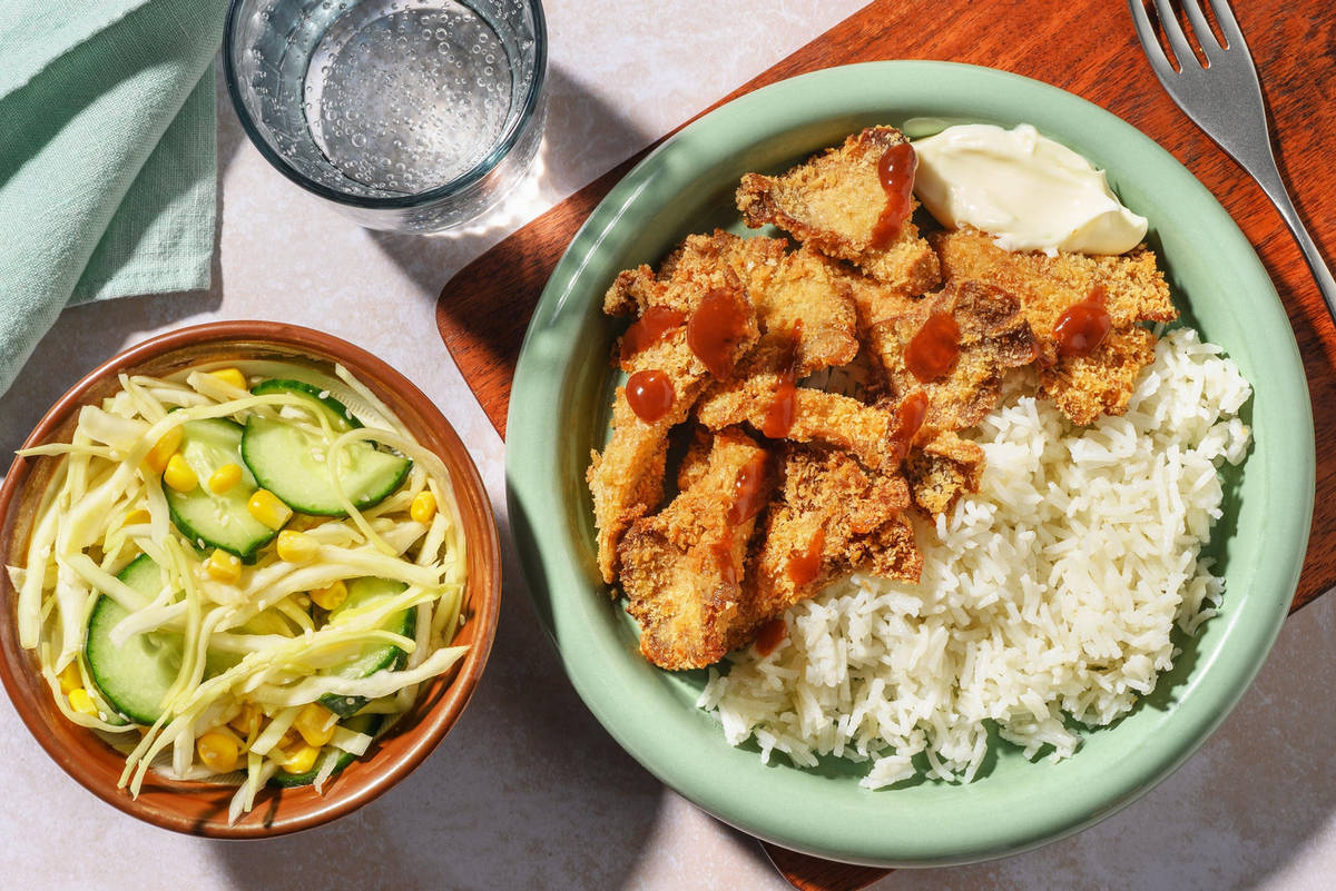 Asiatisk BBQ-bowl med sprøde svampe