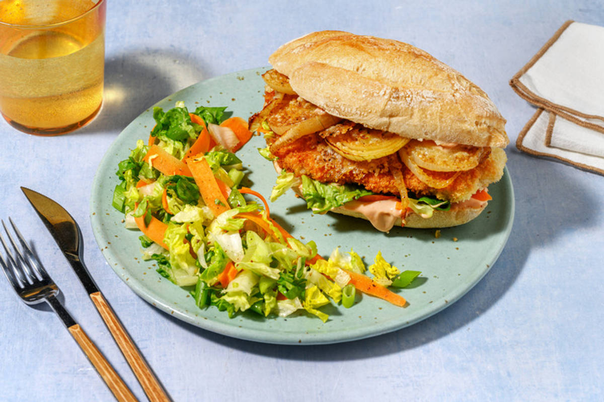 Panerad schnitzel-sandwich