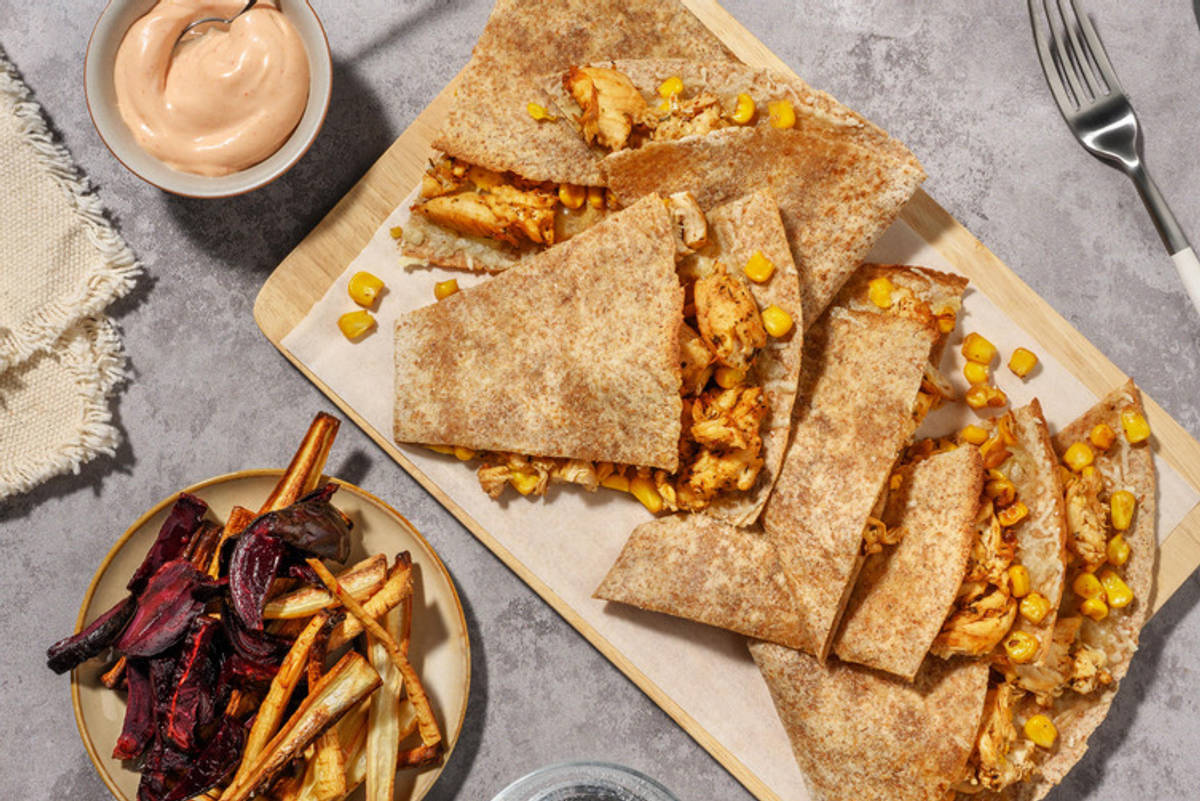 Quesadillas med kyckling och cheddar