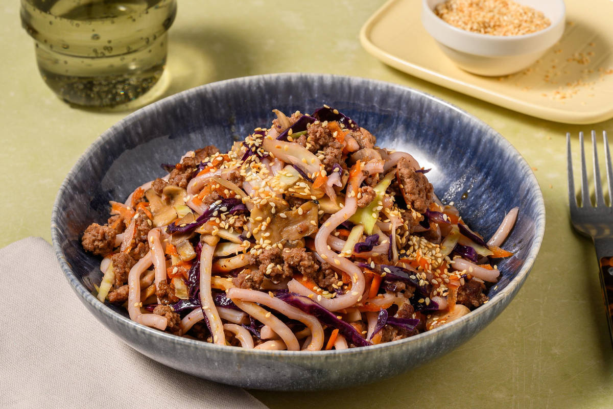 Super Quick Spicy Teriyaki Beef Udon
