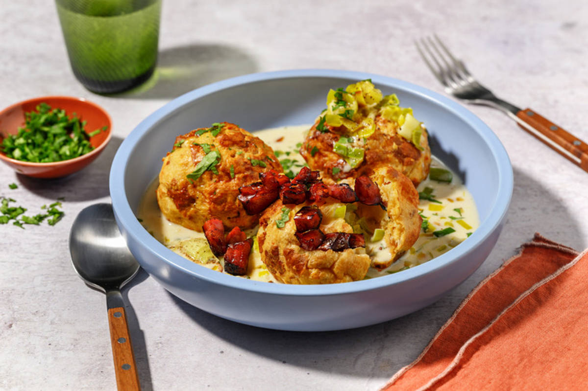 Laugen-Käse-Knödel mit extra Bacon