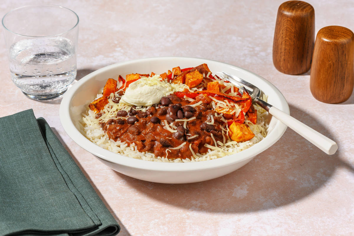Sweet Potato and Refried Bean Burrito Bowl