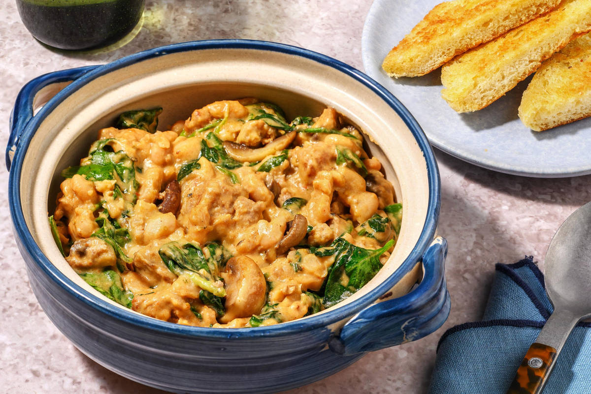 One Pot Sausage, Mushroom and Butter Bean Cassoulet