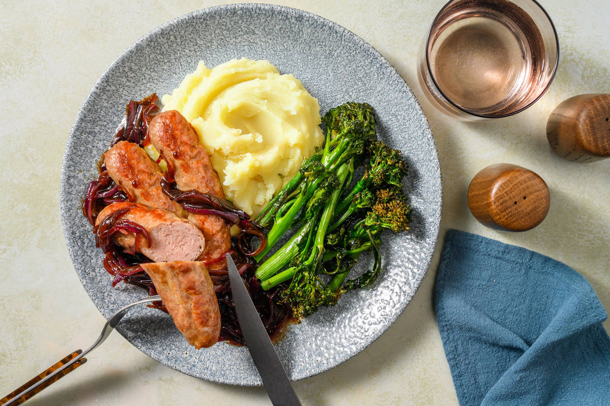 Double Irish Sausages with Potato Mash