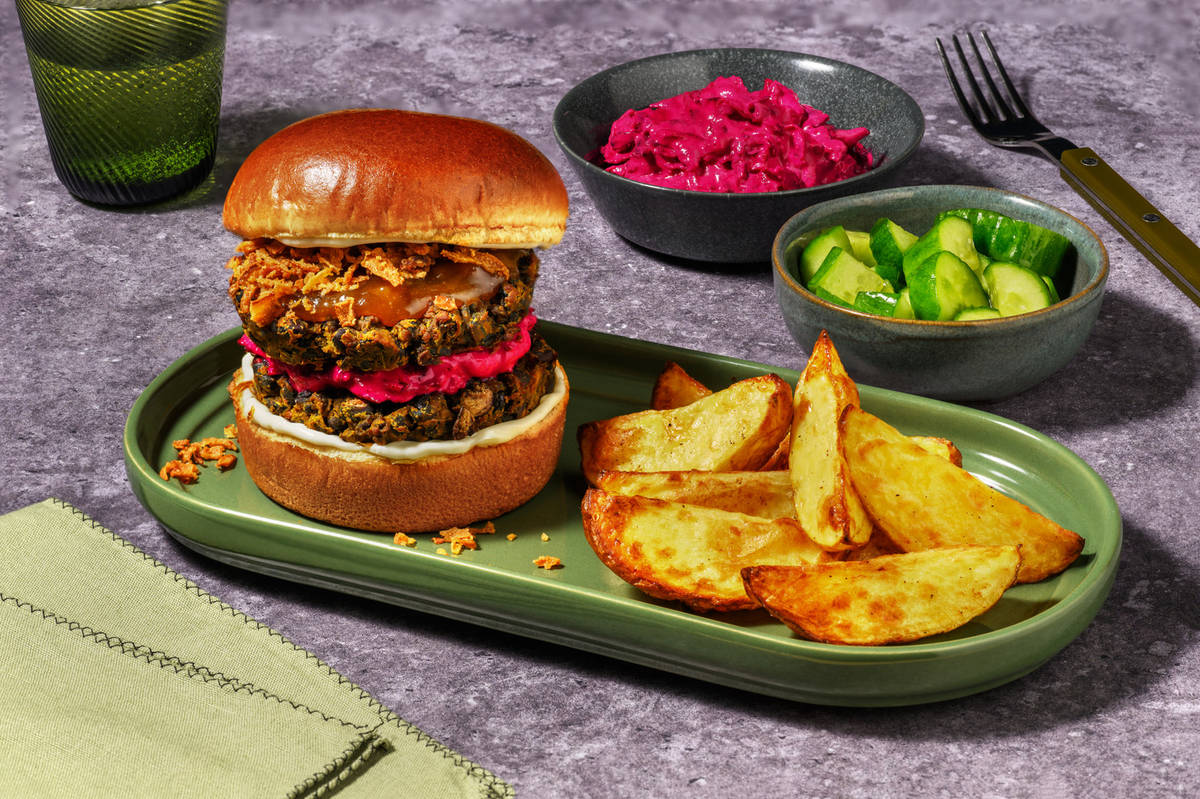 Gujarati Style Bean Patty Pav and Beetroot Raita