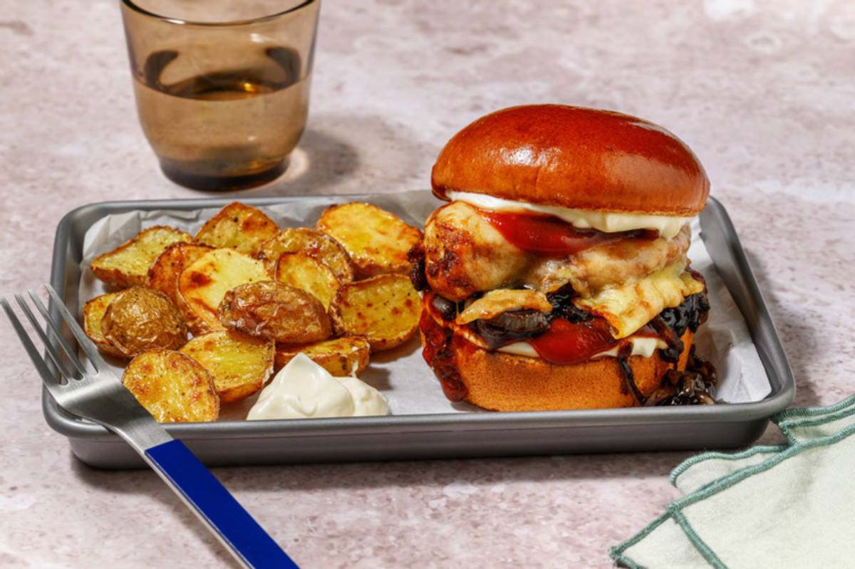 Cajun Beef Rump and Caramelised Onion Burger