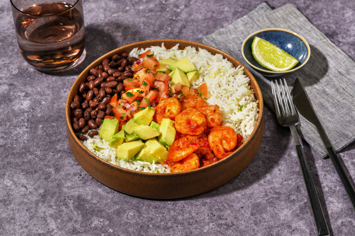 Spicy Prawn Burrito Bowl with Chicken