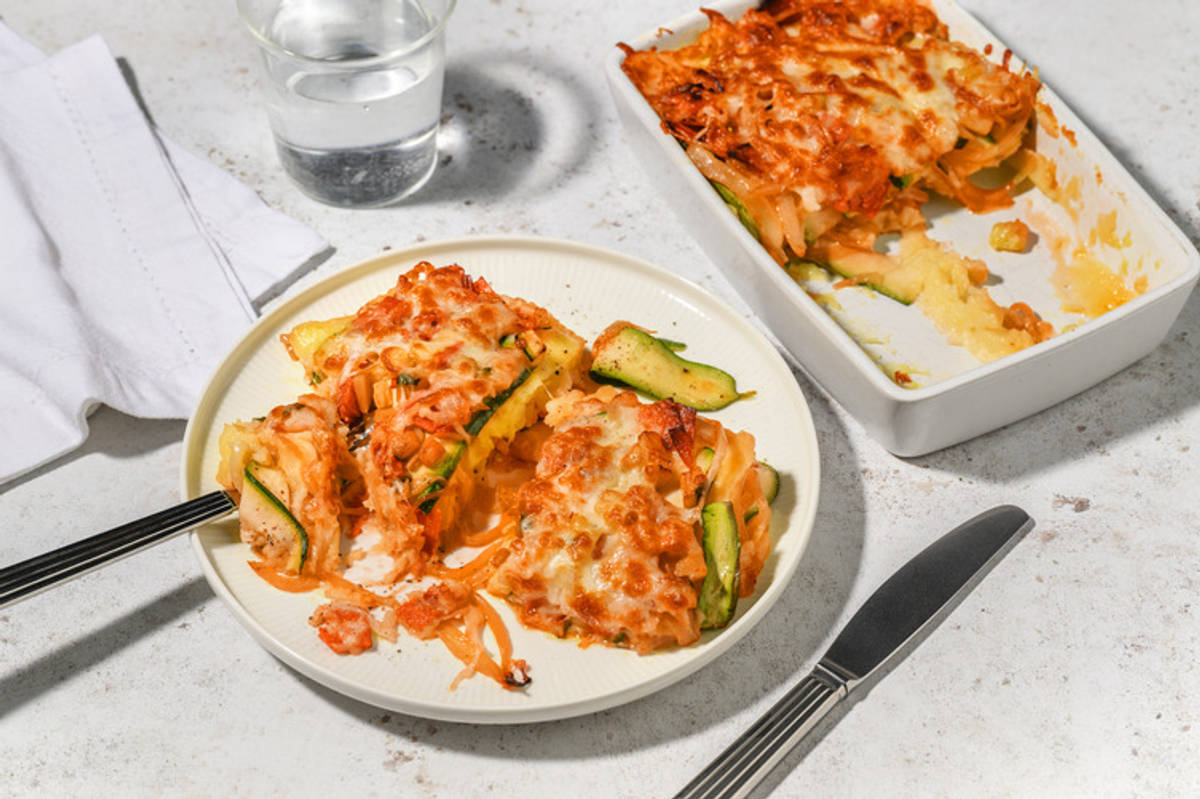 Pastel rojo de patata con sobrasada de Mallorca