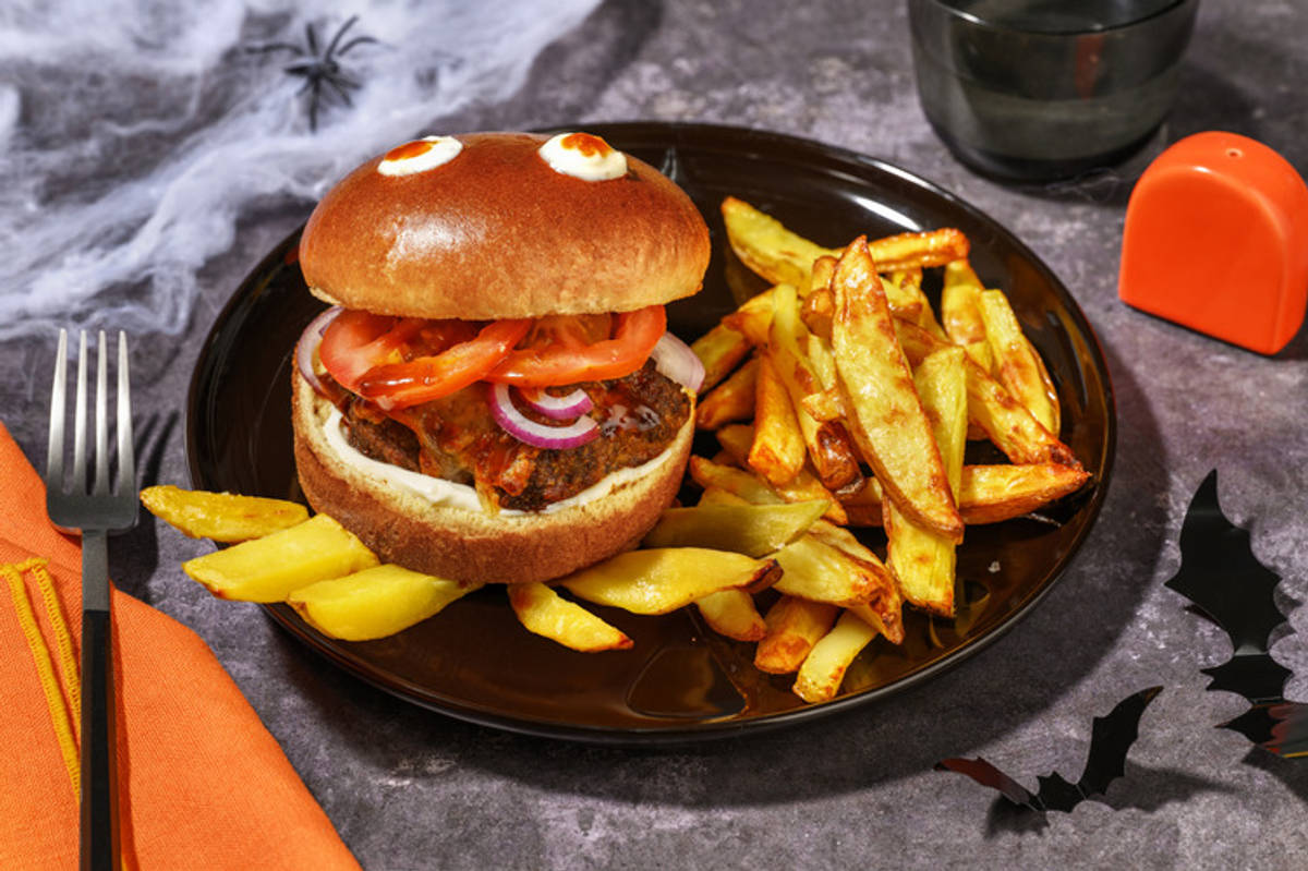 Scary Spider Turkey Cheese Burger