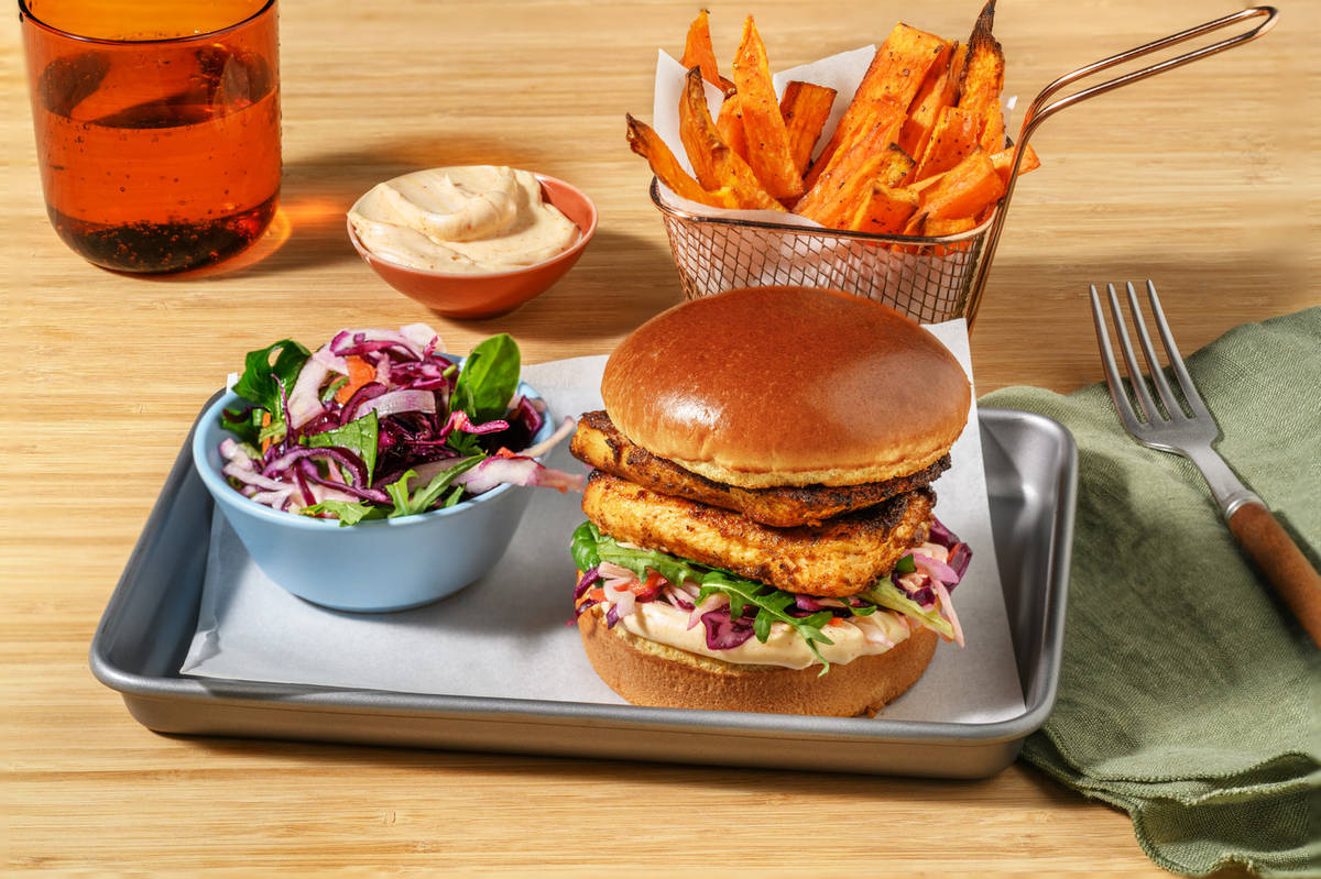 American Double Chicken & Slaw Burger