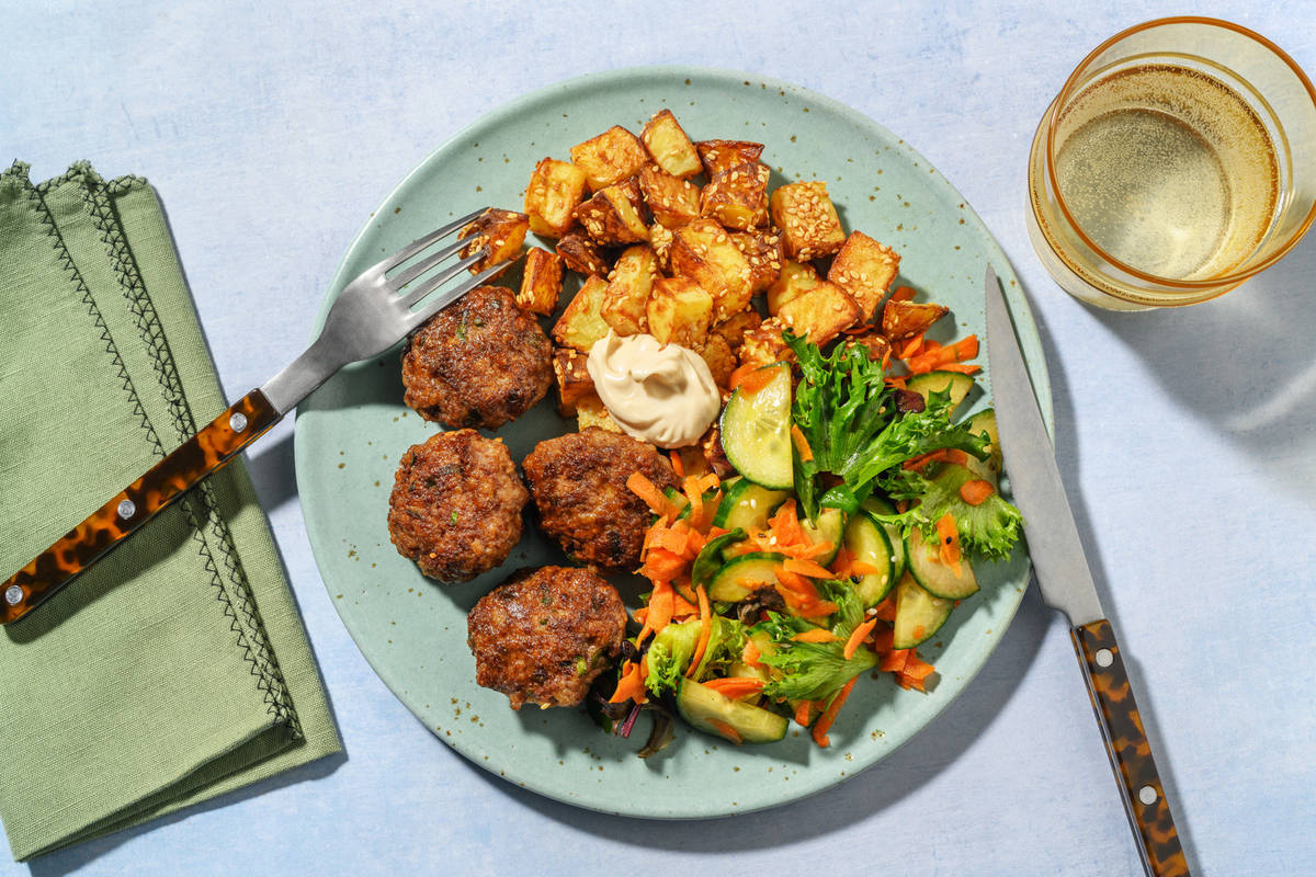 Spring Onion-Stuffed Beef Rissoles