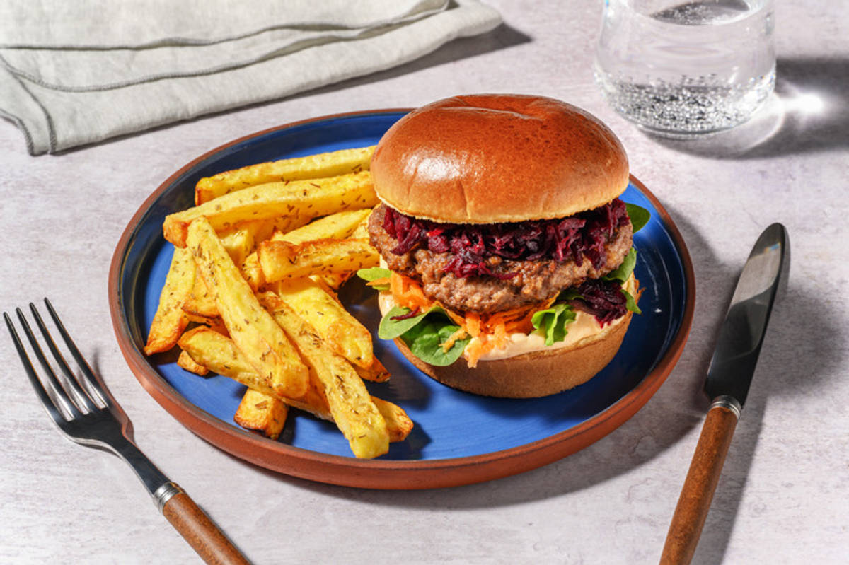 Classic Beef & Beetroot Relish Burger