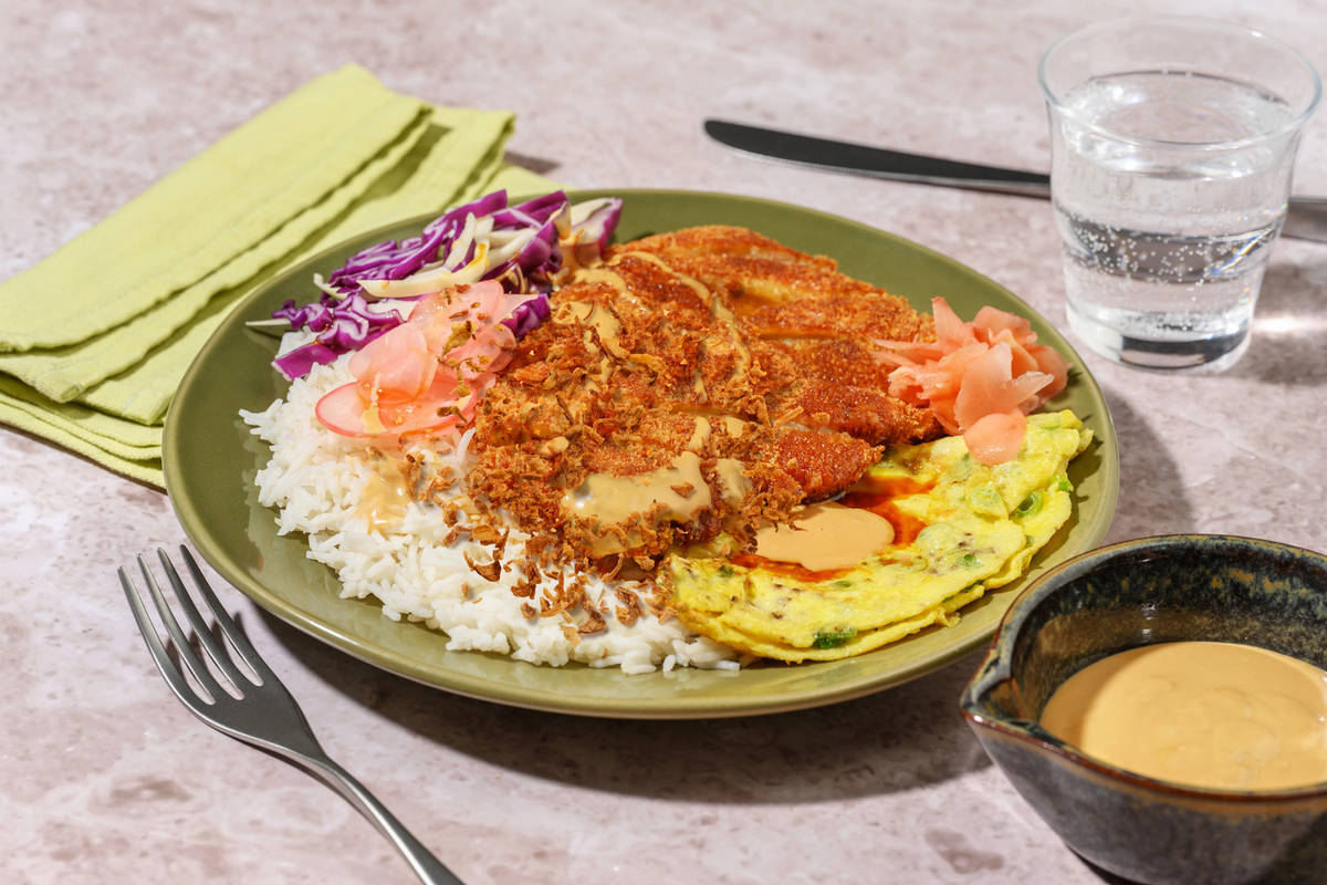 Crumbed Pork Katsudon & Herby Omelette