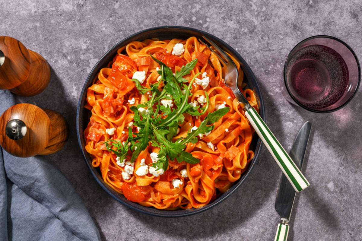 Amatriciana-Style Bacon Fettuccine