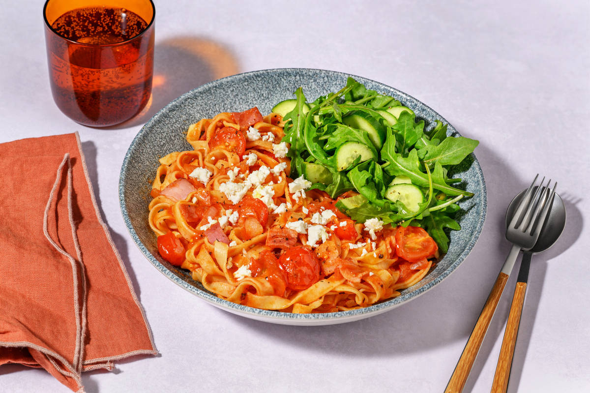 Amatriciana-Style Bacon Fettuccine