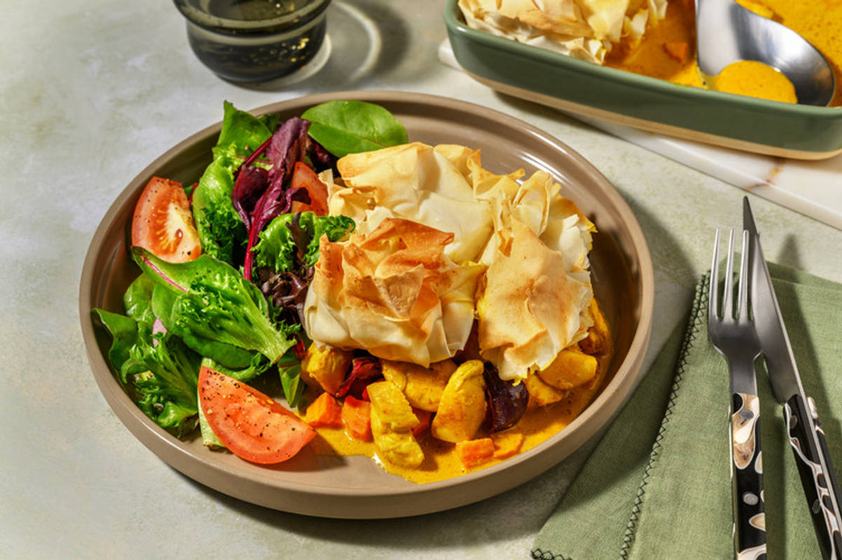 Mild Curry Chicken Filo Pie