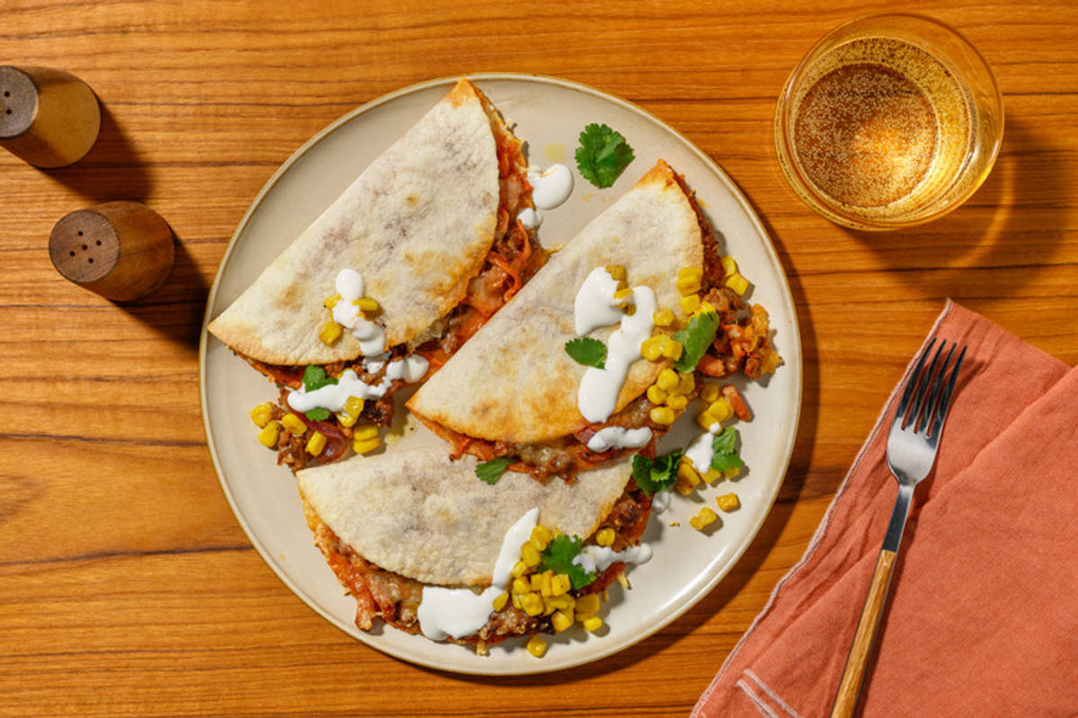 Tex-Mex Beef & Double Bacon Quesadillas