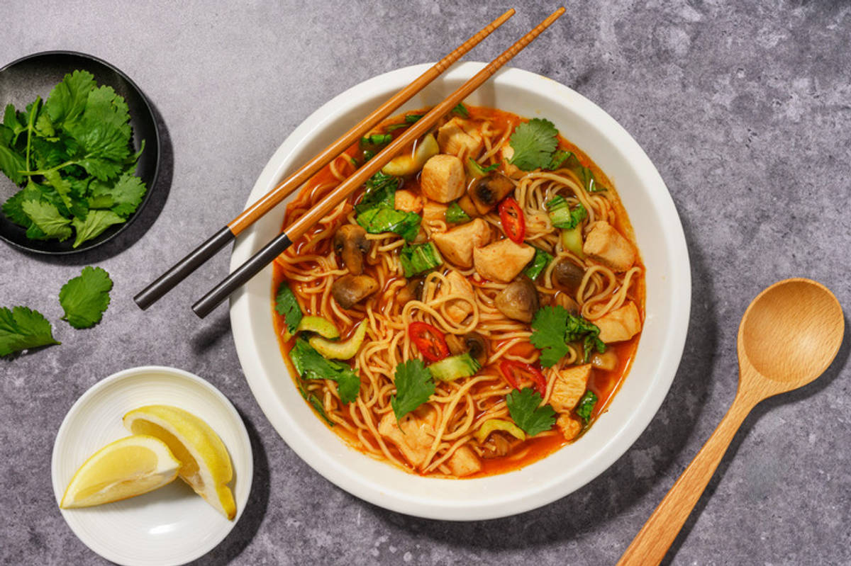 One-Pot Tom Yum Chicken Noodle Soup 