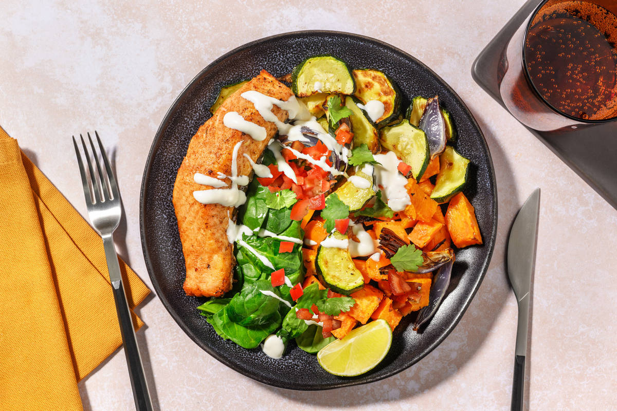 Jamaican Jerk Salmon & Roasted Veggies 