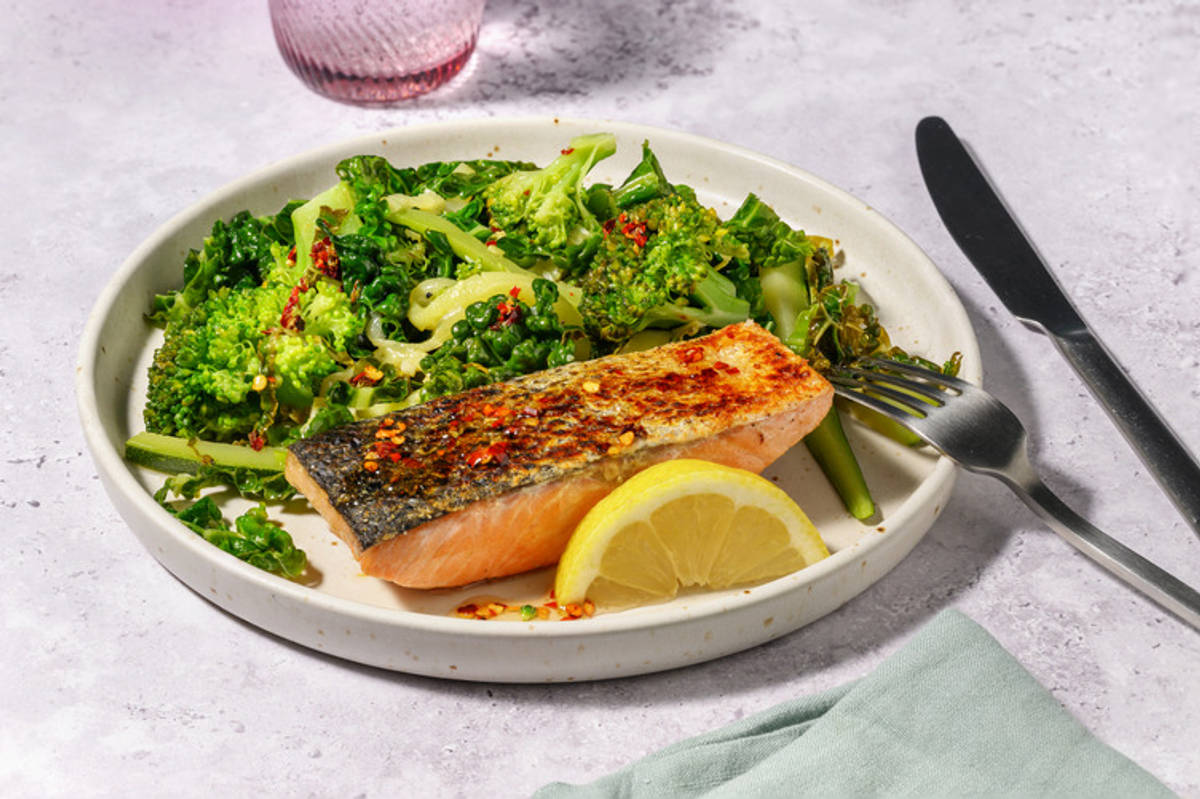 Seared Salmon & Sautéed Greens