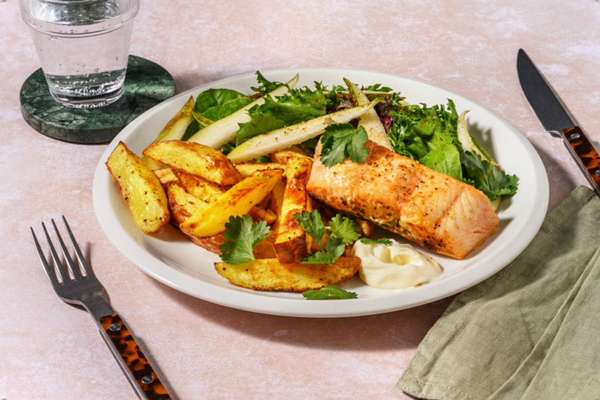 Sri Lankan-Spiced Salmon & Fries