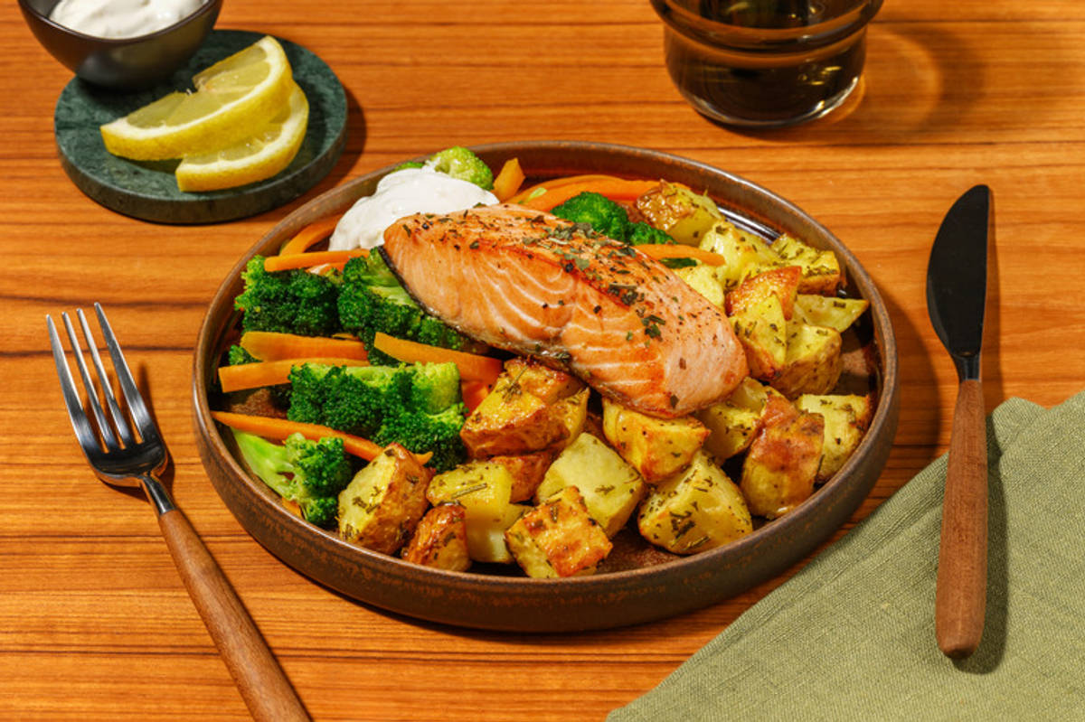 Garlic-Herb Salmon & Roasted Potatoes