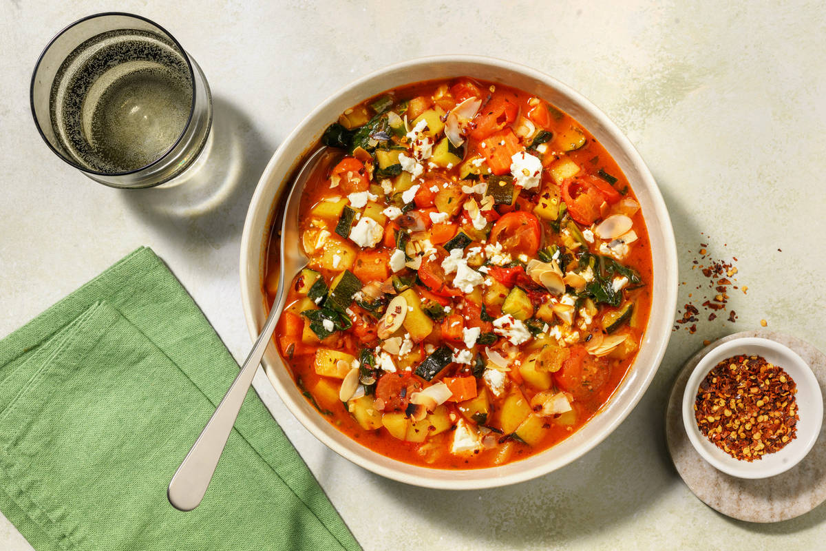 Mediterranean Veggie & Haloumi Soup