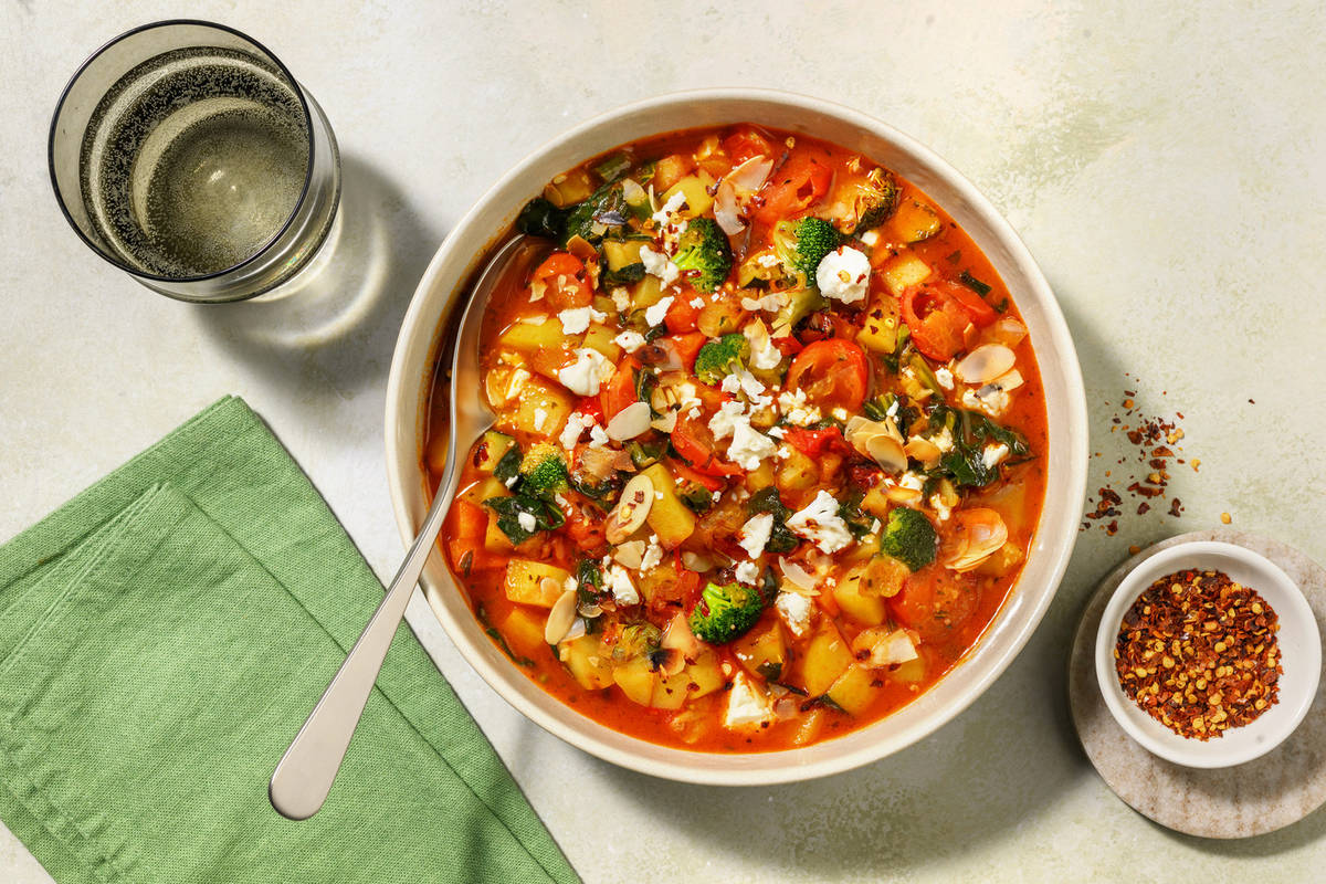 Mediterranean Veggie & Haloumi Soup