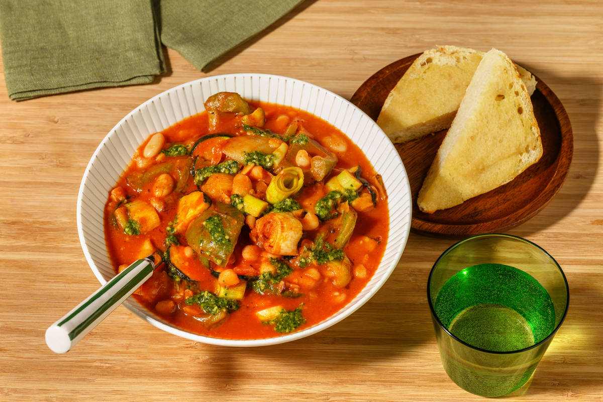 Cannellini Bean, Chicken & Roast Veggie Soup