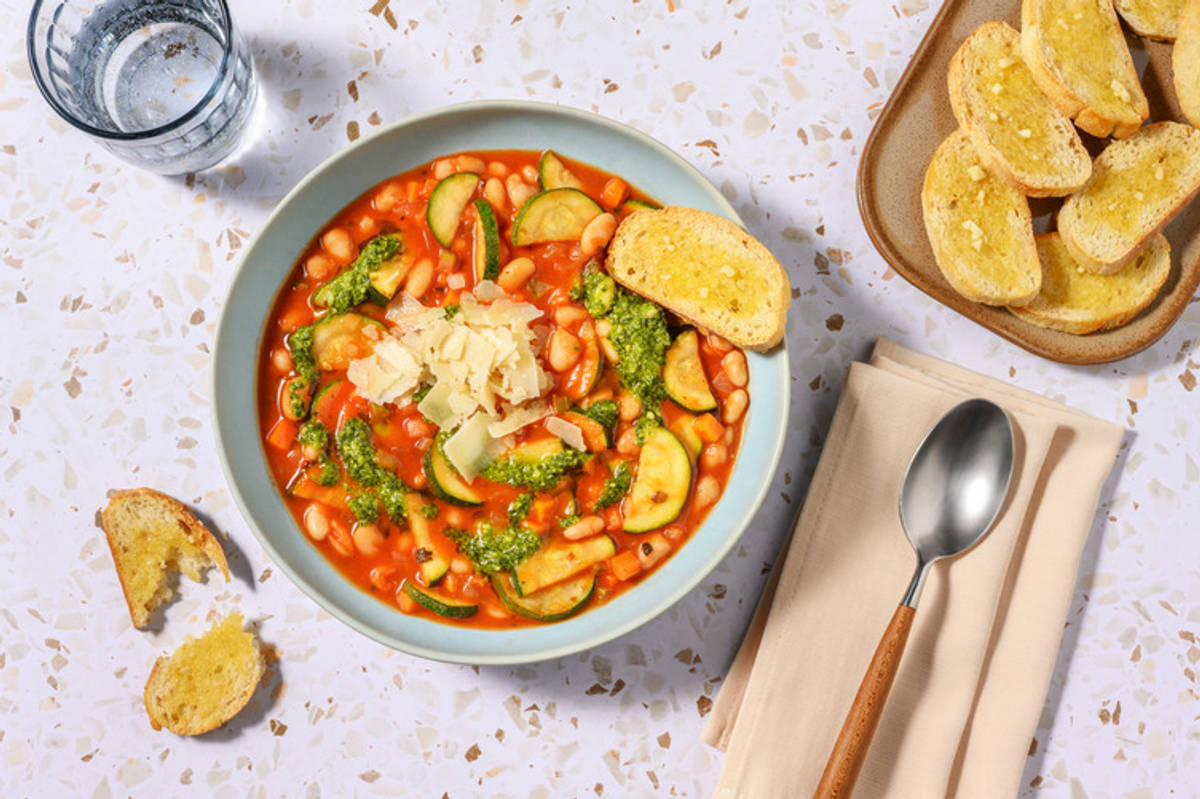 One-Pot Mediterranean Bean, Bacon & Veggie Stew