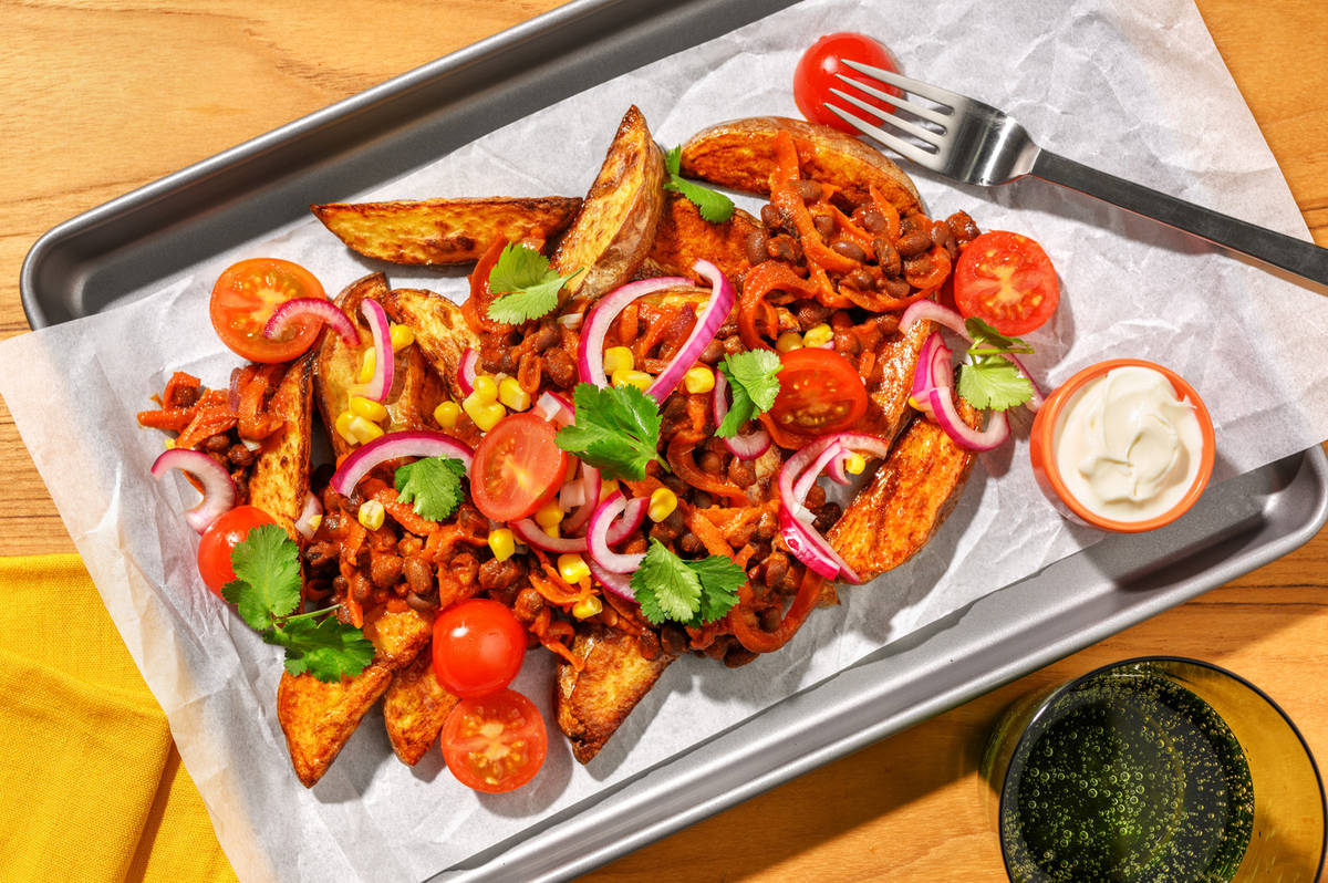 Mexican Bean, Beef & Veggie Loaded Wedges